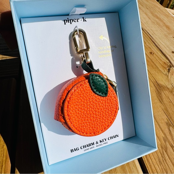 NWT Piper K Orange Fruit Bag Charm & Keychain - Picture 3 of 8